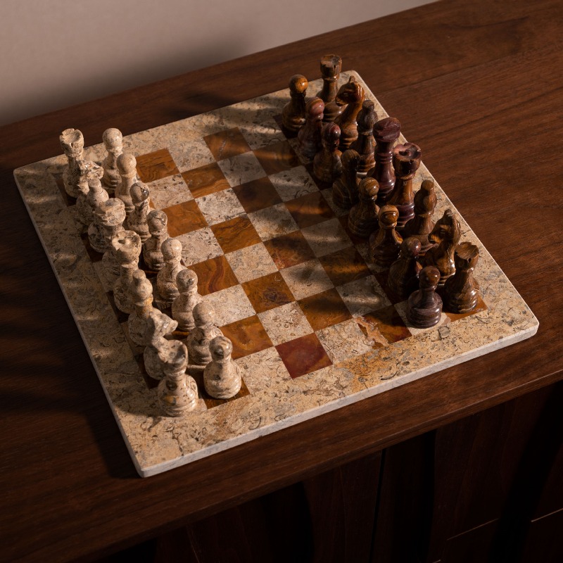 3D Printing Chess - Natural Stone Carved Chess Set, Medieval