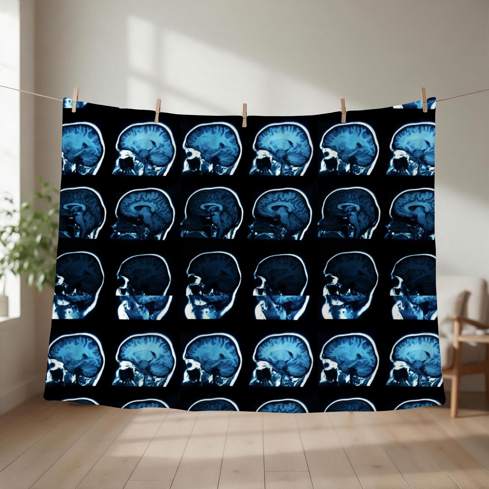 3D Printing X Ray - Brain MRI x-ray Throw Blanket Thins