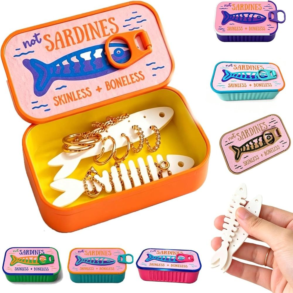 3D Printing Earrings - Portable Plastic Sardine Jewelry Box Fishbone