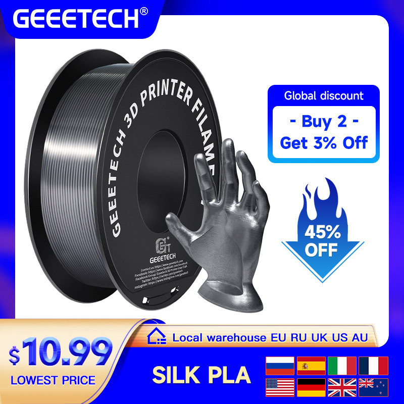 Geeetech 1kg 1.75mm Silk PLA F - Abs Filament Spool 评论和价格