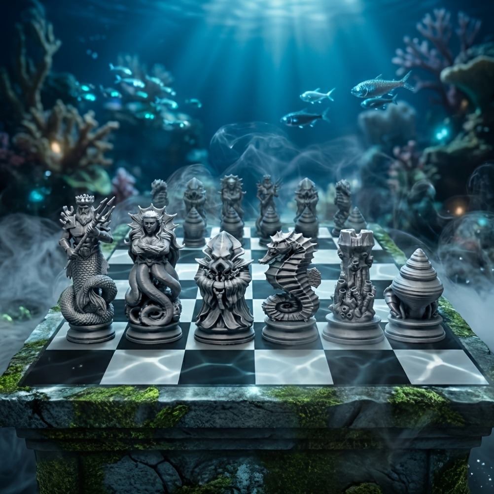 16PCS Ocean Myth Chess Figurin - 3D Printing Chess 评论和价格
