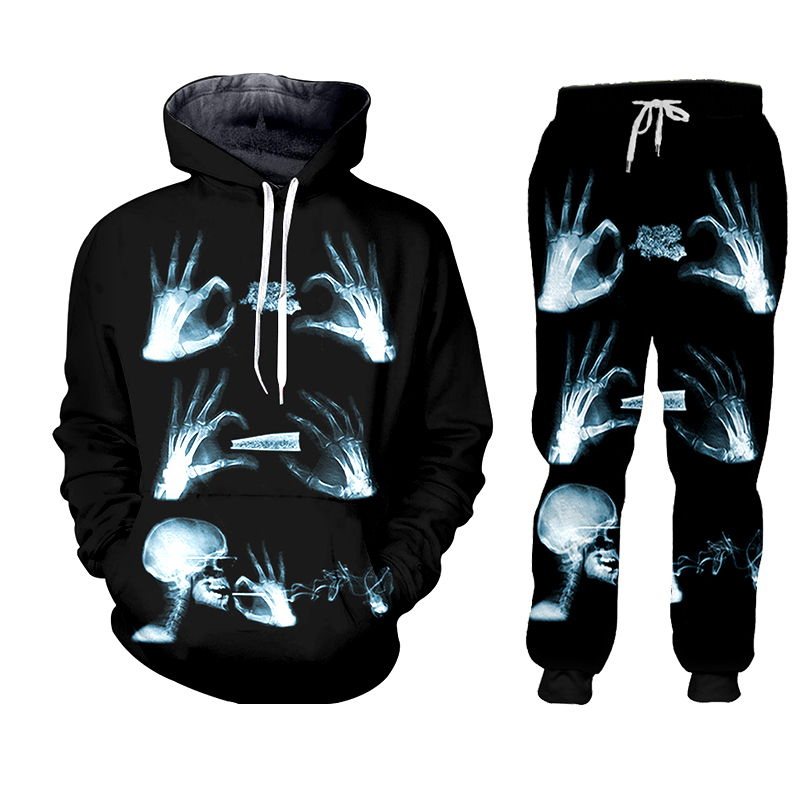 Hoodie pant Hip Hop Women/men  - 3D Printing X Ray 评论和价格