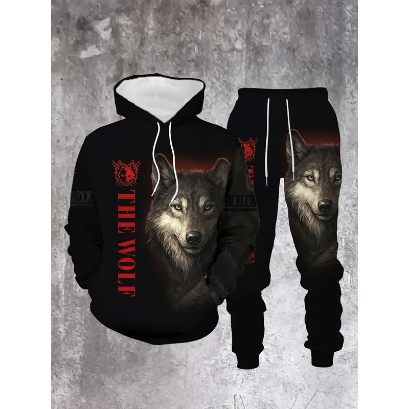 Men's Fashion Sweater Set Wolf - 3D Printing Designing 评论和价格