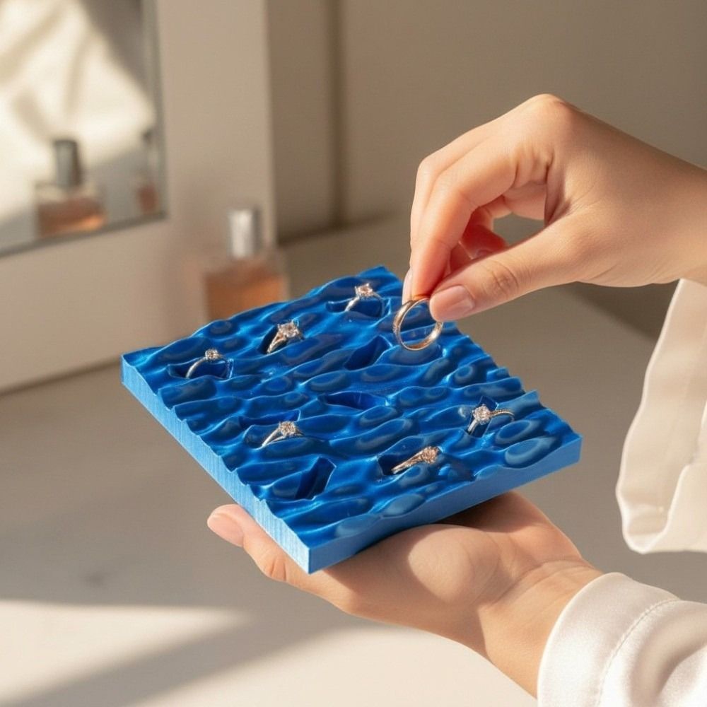 Sea Wave Ring Display Plates C - 3D Printing Ring Holder 评论和价格