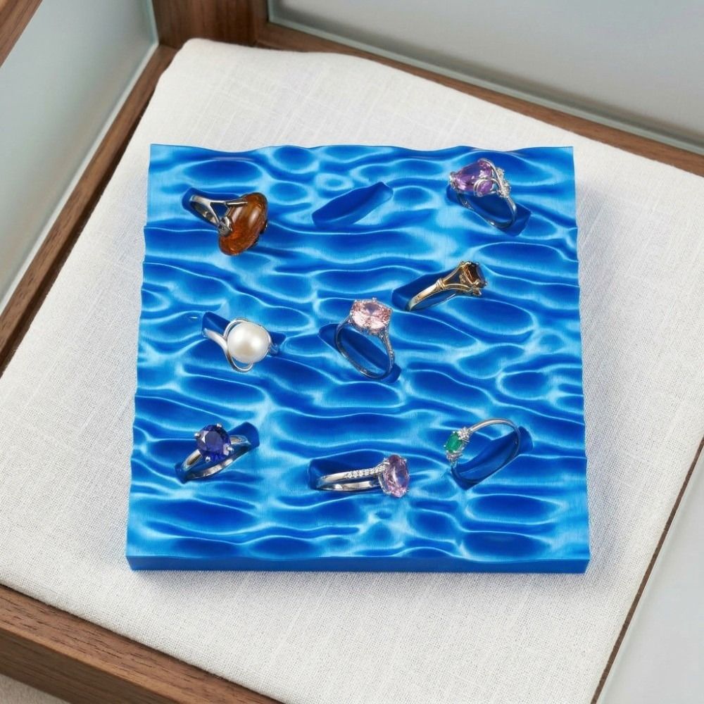 Sea Wave Ring Display Plates C - 3D Printing Ring Holder 评论和价格