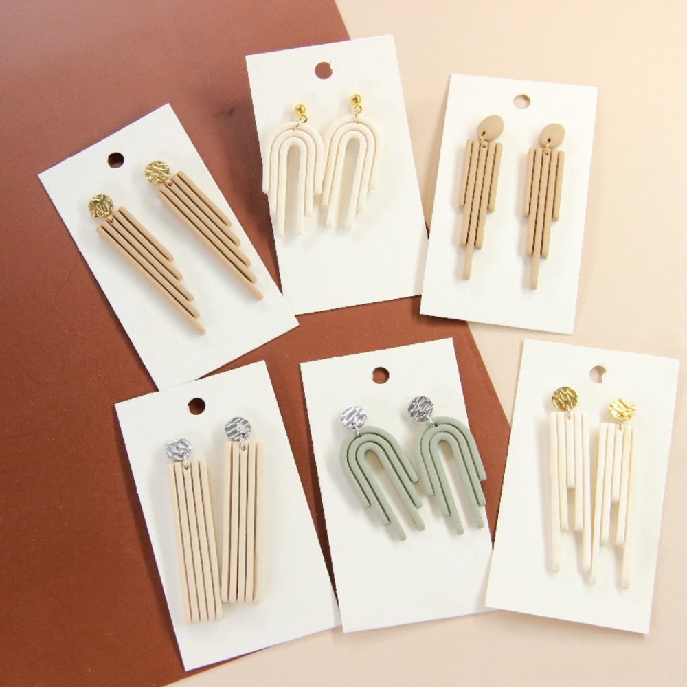 4Pcs Geometric Tassel Polymer  - 3D Printing Earrings 评论和价格