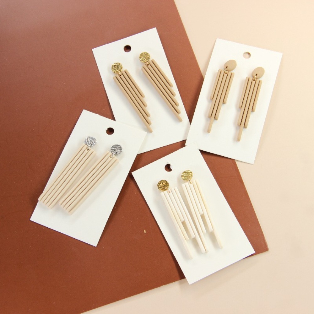 4Pcs Geometric Tassel Polymer  - 3D Printing Earrings 评论和价格